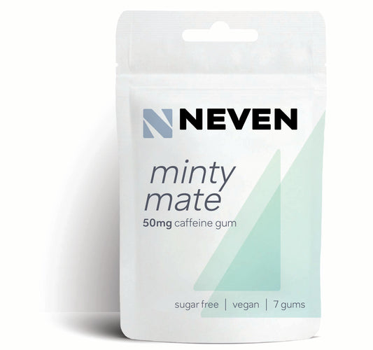 NEVEN GUM minty mate – koffeinhaltiger Kaugummi mit 50 mg Koffein im Minze-Mate-Geschmack.